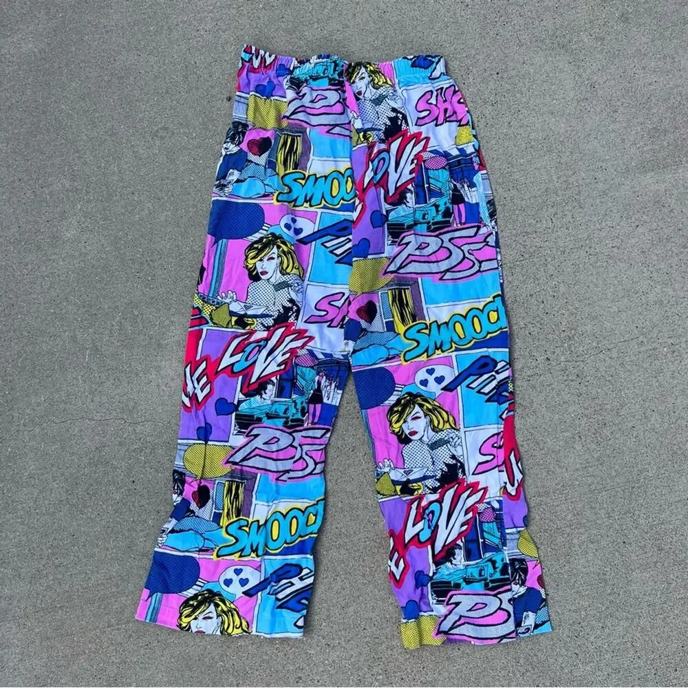 90s Y2K Victoria’s Secret Pop Art Retro Comic Book Pajama Pants SMALL
